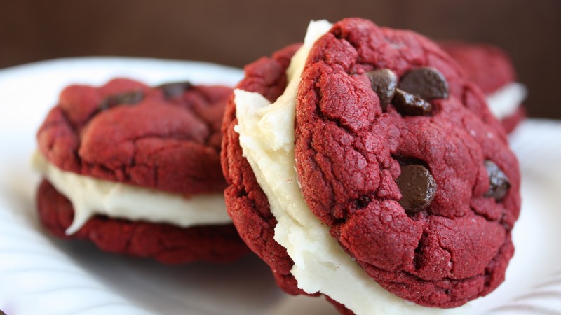 cookies, red velvet, sandwich, chocolate, cream, cooking, recipe