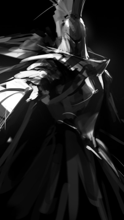 Fantasy Knight, Warrior, Black and White, Sword, 1080x1920