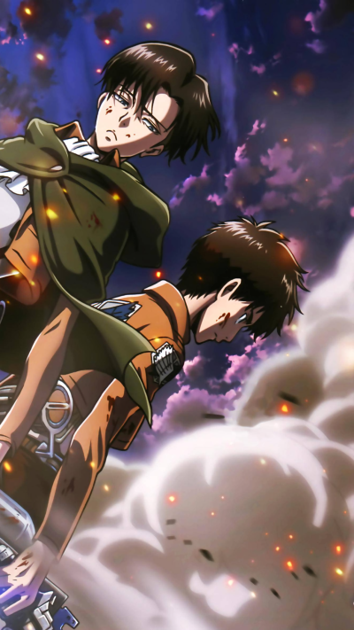 Anime Attack On Titan, Eren Yeager, Levi Ackerman, 1080x1920