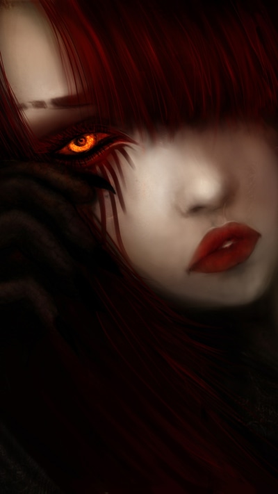Fantasy Demon, Fantasy, Dark, Eye, Red Hair, 1080x1920