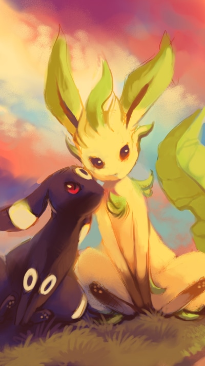 Anime Pokémon, Umbreon (Pokémon), Leafeon (Pokémon), Eeveelutions, 1080x1920