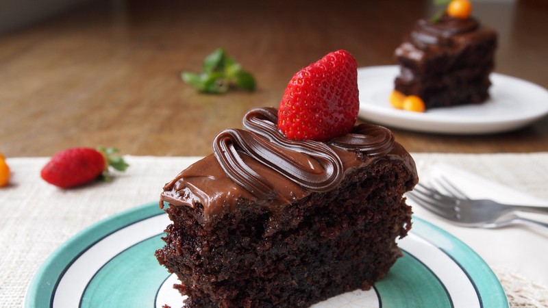 Cake, chocolate, strawberry