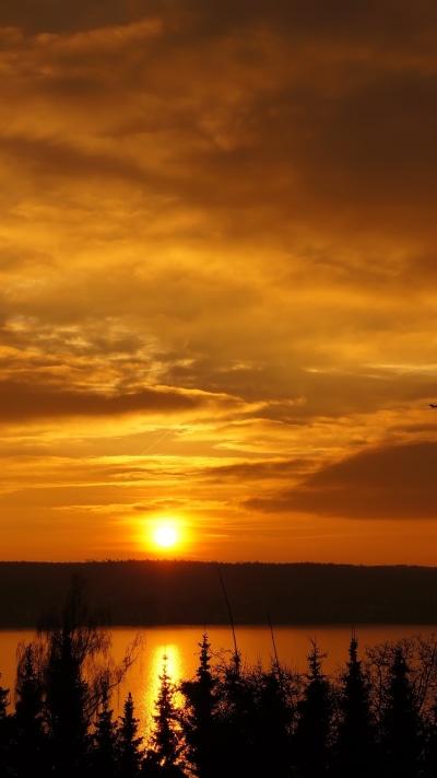 Earth Sunset, River, Orange (Color), Sky, Nature, Reflection, 1080x1920