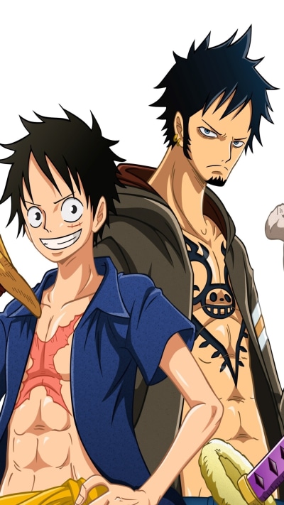 Anime One Piece, Monkey D. Luffy, Trafalgar Law, 1080x1920