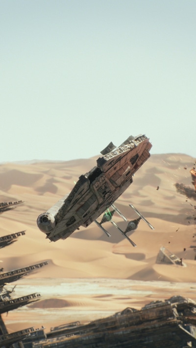 Movie Star Wars Episode VII: The Force Awakens, TIE Fighter, Millennium Falcon, Star Wars, 1080x1920