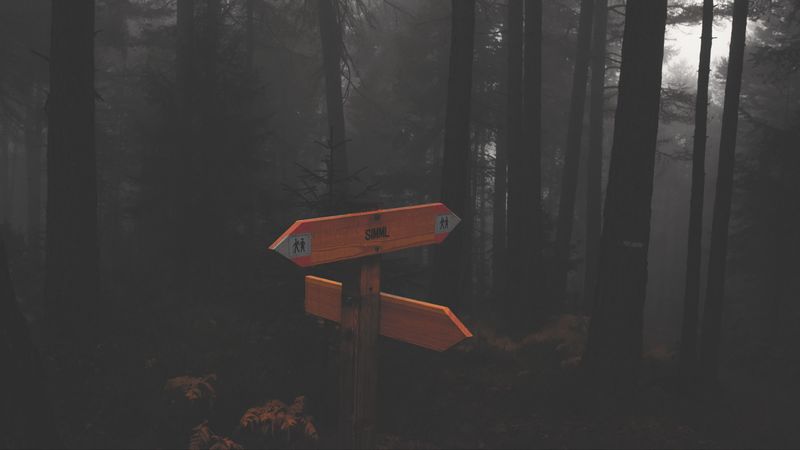 inscription, pointer, sign, gloomy, 4k