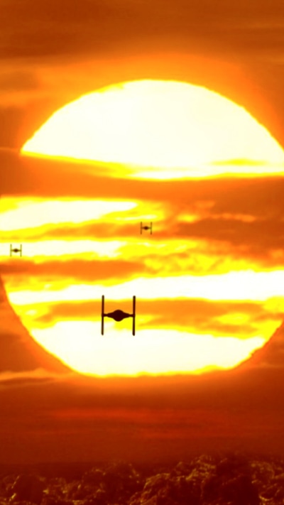 Movie Star Wars Episode VII: The Force Awakens, Star Wars, TIE Fighter, Sunset, 1080x1920