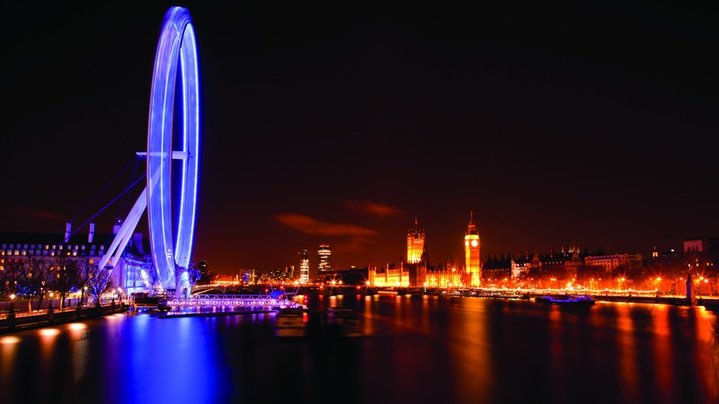 London Eye, England, Travel. Tourism, Night