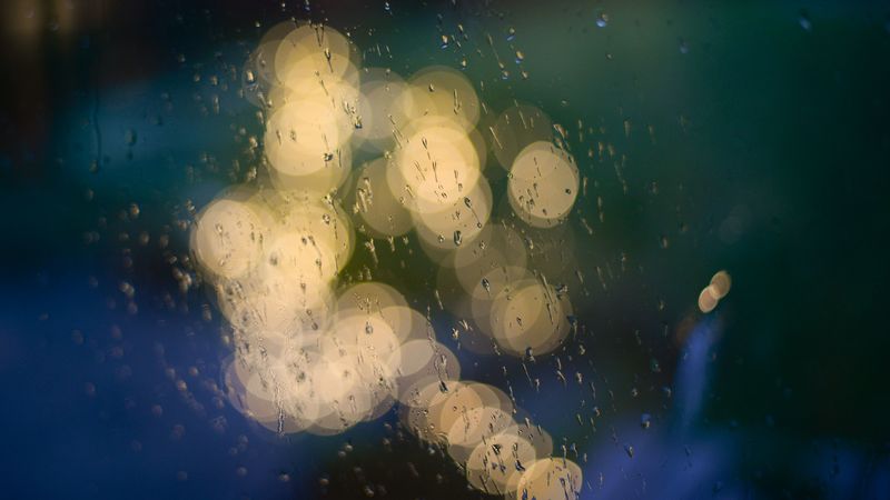 glare, drops, glass, rain, 4k