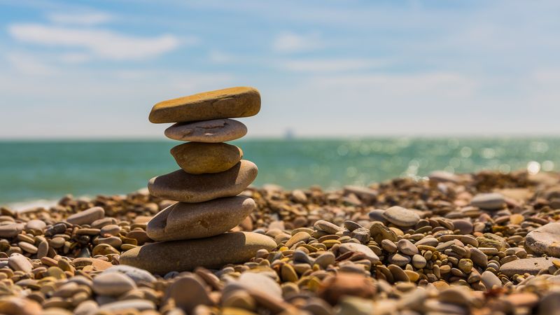 stones, balance, harmony, beach, 4k