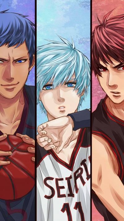 Anime Kurokos Basketball, Shintarō Midorima, Daiki Aomine, Atsushi Murasakibara, Ryōta Kise, Seijūrō Akashi, 1080x1920