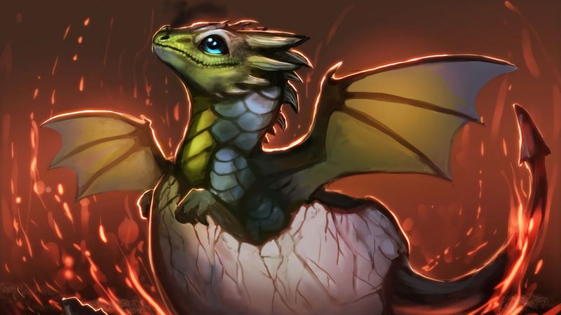 dragon, egg, shell, art, 4k