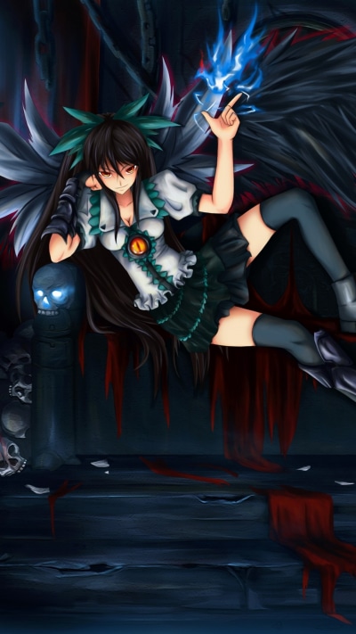 Anime Touhou, Utsuho Reiuji, 1080x1920