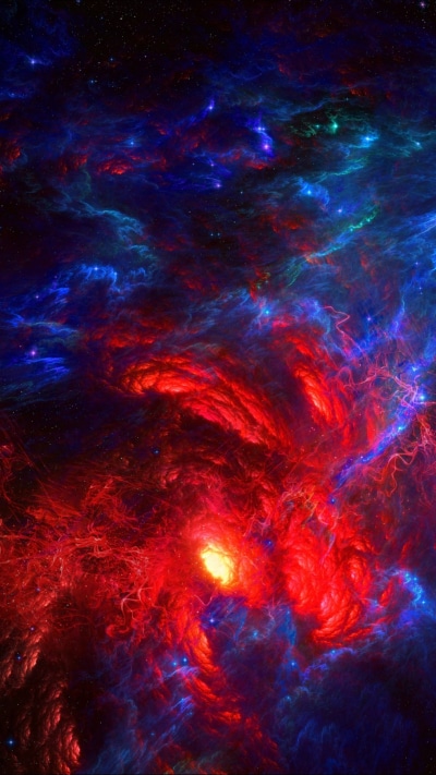 Sci Fi Nebula, Stars, Red, Blue, 1080x1920