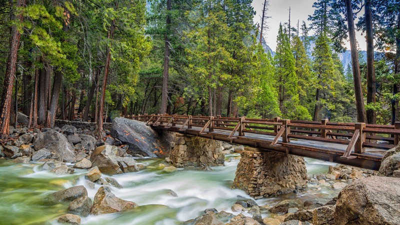Yosemite, 4k, forest, OSX, apple, mountains, bridge