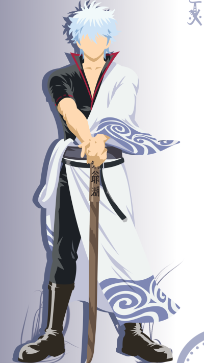 Anime Gintama, Gintoki Sakata, Minimalist, Vector, 1080x1920