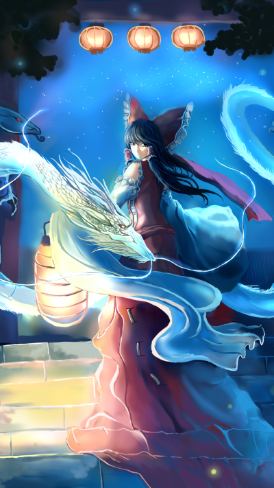Anime Touhou, Reimu Hakurei, 1080x1920