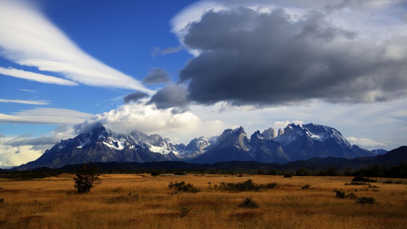 Torres del Paine, 4k, Chilie, National Park, mountain, clouds, sky
