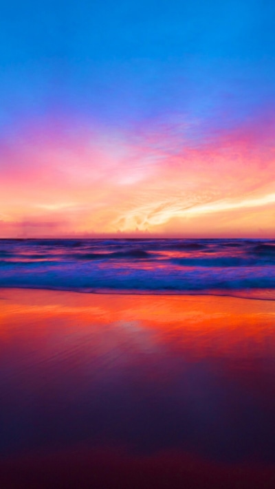 Earth Sunset, Horizon, Scenic, Colorful, Beach, 1080x1920