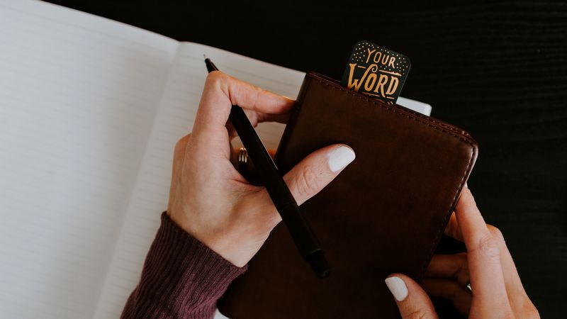 hands, notebook, inscription, words, 4k