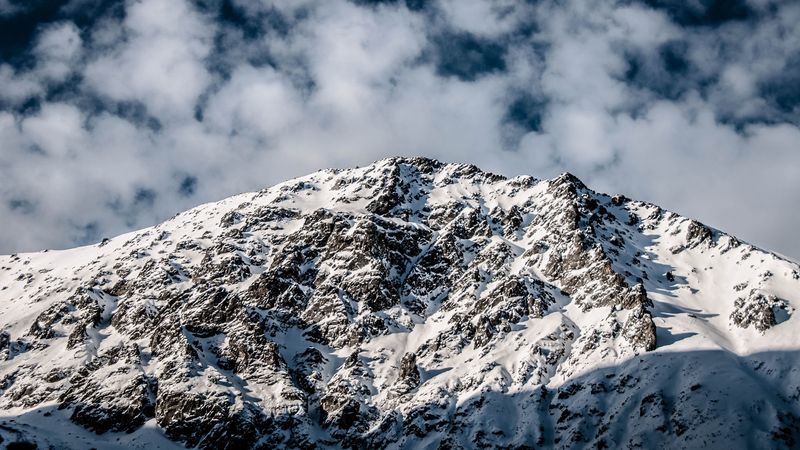 mountains, snow, snowy, rocks, peaks, 4k