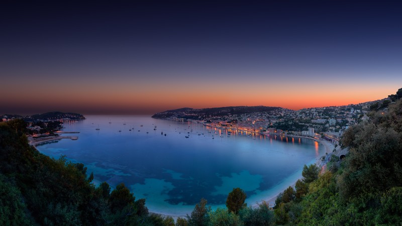 Monako, 4k, French Riviera, night, sunset, sea, lake, ocean, forest, sky