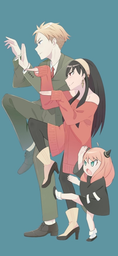 Anime Spy x Family, Loid Forger, Yor Forger, Anya Forger, 828x1792