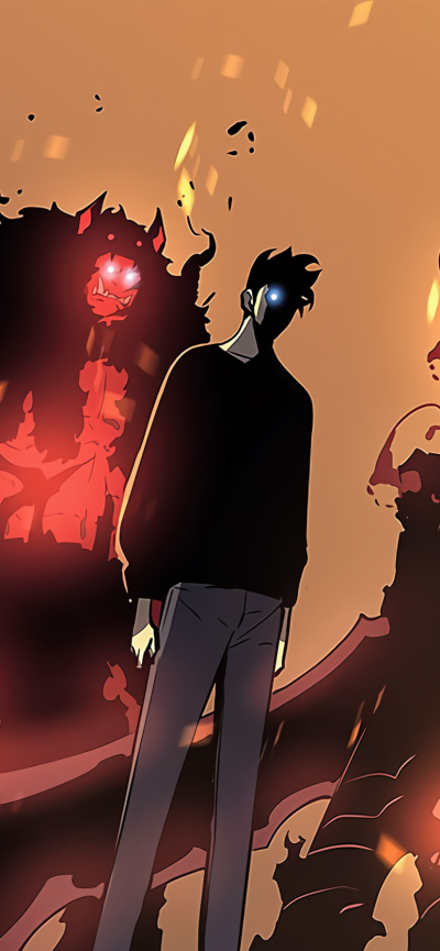 Anime Solo Leveling, Shadow High Orcs (Solo Leveling), Sung Jin-Woo, 828x1792