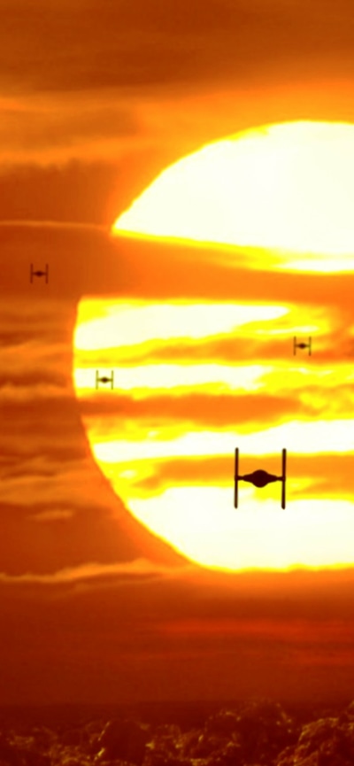 Movie Star Wars Episode VII: The Force Awakens, Star Wars, TIE Fighter, Sunset, 828x1792