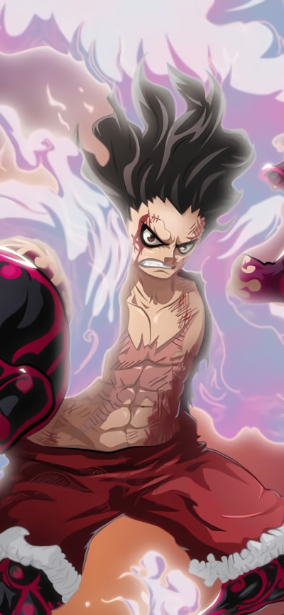 Anime One Piece, Gear Fourth, Monkey D. Luffy, 828x1792
