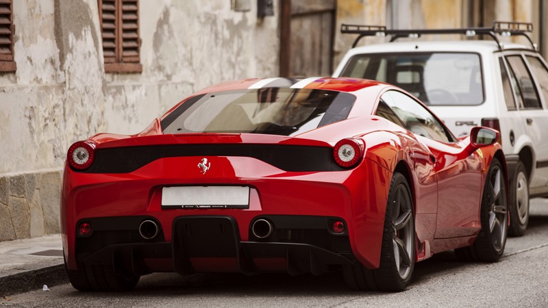 Ferrari 458 Speciale, supercar, back view, red Ferrari, sports car, rent, buy