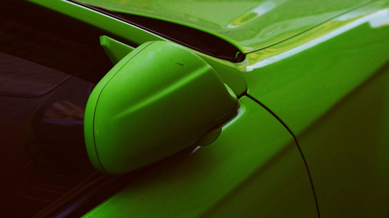 green, car, mirror, 4k