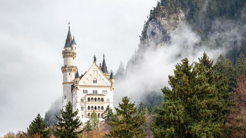 germany, castle, fog, 4k