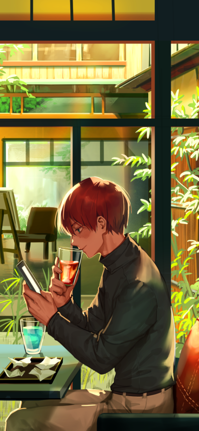 Anime My Hero Academia, Shoto Todoroki, Red Hair, 828x1792