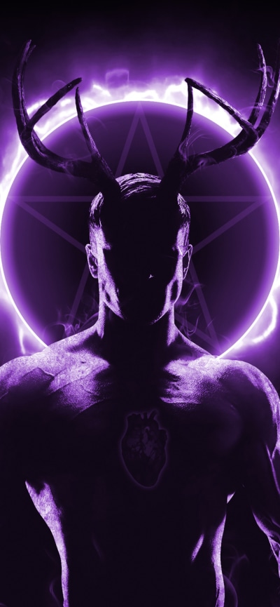 Fantasy Demon, Purple, Horns, 828x1792