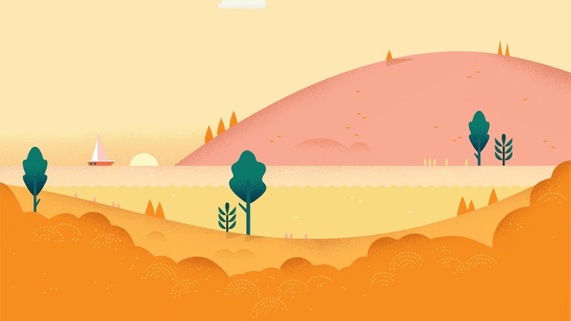 android, 4k, pattern, landscape, orange, yellow, abstract