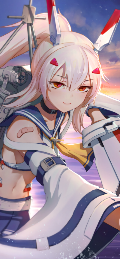 Anime Azur Lane, Red Eyes, White Hair, Ayanami (Azur Lane), 828x1792