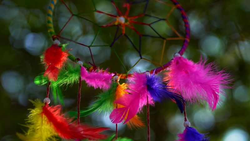 dreamcatcher, mascot, colorful, feathers, 4k