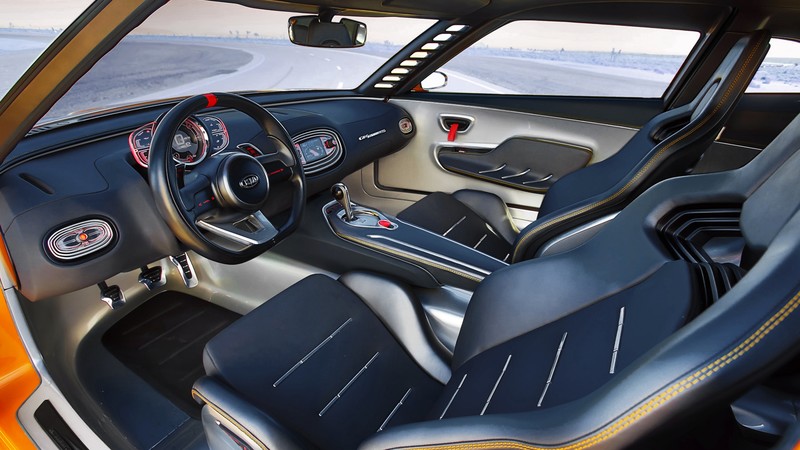 Kia GT4 Stinger, concept, supercar, luxury cars, sports car, yellow, interior, review, test drive