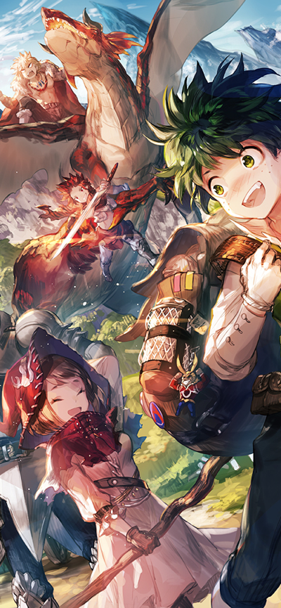 Anime My Hero Academia, Katsuki Bakugou, Izuku Midoriya, Ochaco Uraraka, Eijiro Kirishima, All Might, 828x1792
