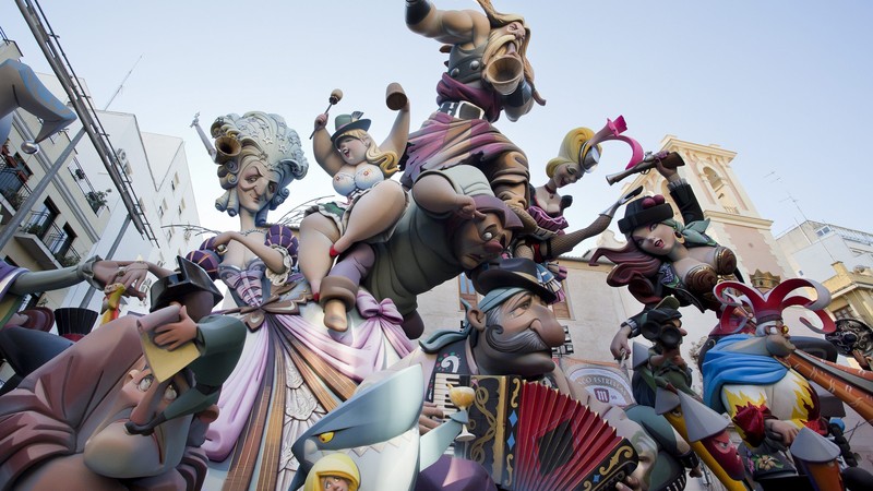 Las Fallas, holiday Valencian Community, Spain, fire, spring, burning of giant puppets, event