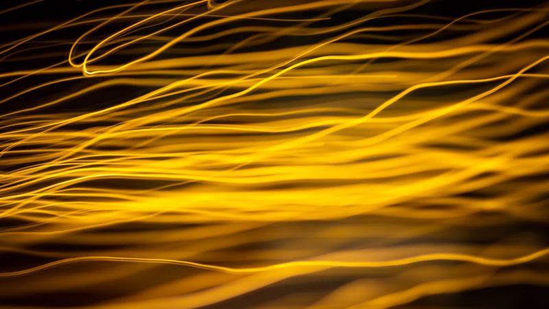 abstraction, lines, light, blur, yellow, 4k