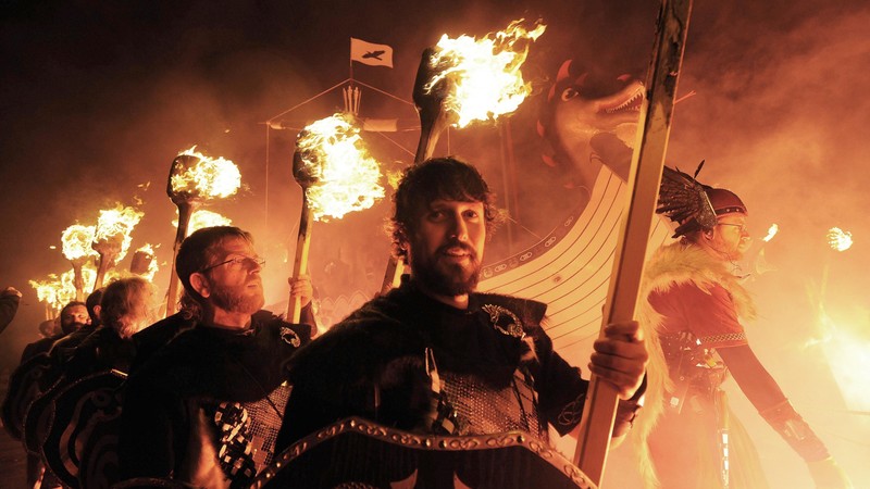 Up-Helly-Аa, Scotland, festival, fire, torchlight procession, Vikings, event