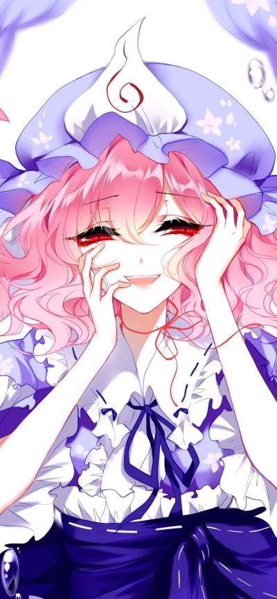 Anime Touhou, Yuyuko Saigyouji, 828x1792