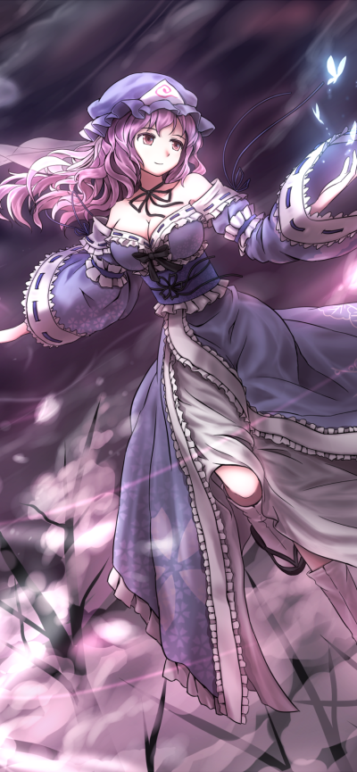 Anime Touhou, Yuyuko Saigyouji, 828x1792