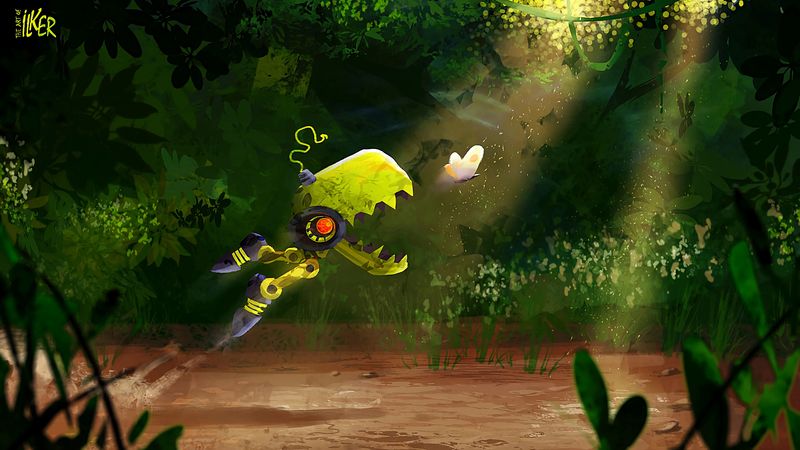 dinosaur, robot, butterfly, art, 4k
