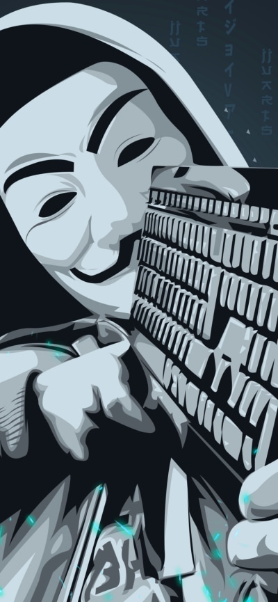 Technology Anonymous, Mask, Keyboard, 828x1792