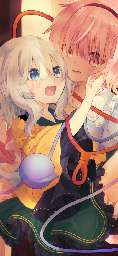 Anime Touhou, Koishi Komeiji, Satori Komeiji, Yuri, 828x1792