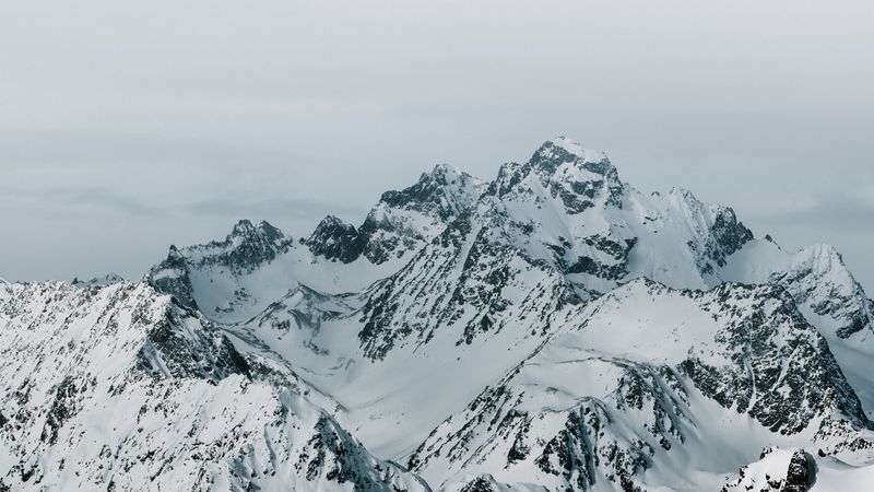 mountains, peaks, snow, mountain range, landscape, 4k