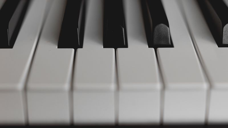 piano, keys, bw, musical instrument, music, 4k